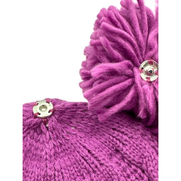 Pink Pom Pom Knit Cap Beanie Hat Warm Cable Knit Pattern Stretch PinkCore Barbie - Picture 4 of 6